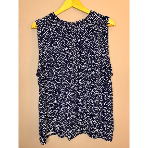 Loft Women's Casual Summer Blouse Navy Blue and White Size XL Chic Workwear - Picture 3 of 7